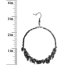 Load image into Gallery viewer, Hematite Tone Leaf Cluster Hoop Earrings
