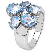 Load image into Gallery viewer, 3.56 Carat Genuine Blue Topaz .925 Sterling Silver Cluster Ring
