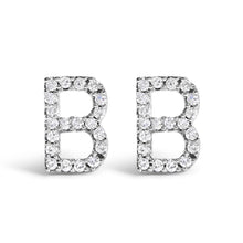 Load image into Gallery viewer, 10K White Gold 1/10 Cttw Diamond Initial â€œAâ€ Stud Earring

