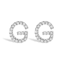 Load image into Gallery viewer, 10K White Gold 1/10 Cttw Diamond Initial â€œAâ€ Stud Earring
