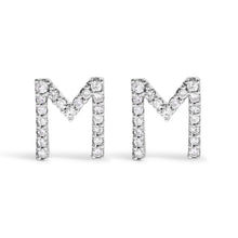 Load image into Gallery viewer, 10K White Gold 1/10 Cttw Diamond Initial â€œAâ€ Stud Earring
