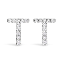 Load image into Gallery viewer, 10K White Gold 1/10 Cttw Diamond Initial â€œAâ€ Stud Earring
