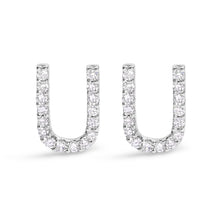 Load image into Gallery viewer, 10K White Gold 1/10 Cttw Diamond Initial â€œAâ€ Stud Earring
