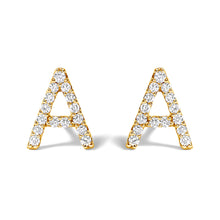 Load image into Gallery viewer, 10K White Gold 1/10 Cttw Diamond Initial â€œAâ€ Stud Earring

