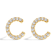 Load image into Gallery viewer, 10K White Gold 1/10 Cttw Diamond Initial â€œAâ€ Stud Earring
