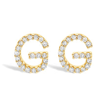 Load image into Gallery viewer, 10K White Gold 1/10 Cttw Diamond Initial â€œAâ€ Stud Earring
