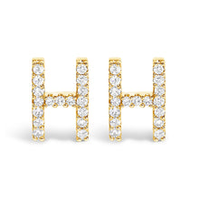 Load image into Gallery viewer, 10K White Gold 1/10 Cttw Diamond Initial â€œAâ€ Stud Earring

