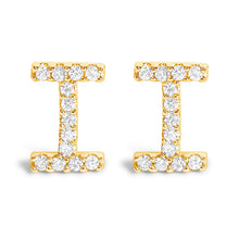 Load image into Gallery viewer, 10K White Gold 1/10 Cttw Diamond Initial â€œAâ€ Stud Earring
