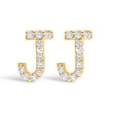Load image into Gallery viewer, 10K White Gold 1/10 Cttw Diamond Initial â€œAâ€ Stud Earring
