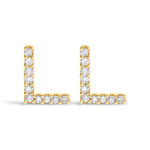 Load image into Gallery viewer, 10K White Gold 1/10 Cttw Diamond Initial â€œAâ€ Stud Earring
