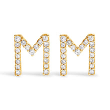 Load image into Gallery viewer, 10K White Gold 1/10 Cttw Diamond Initial â€œAâ€ Stud Earring
