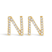 Load image into Gallery viewer, 10K White Gold 1/10 Cttw Diamond Initial â€œAâ€ Stud Earring
