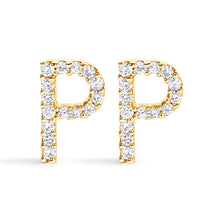Load image into Gallery viewer, 10K White Gold 1/10 Cttw Diamond Initial â€œAâ€ Stud Earring
