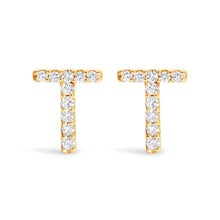 Load image into Gallery viewer, 10K White Gold 1/10 Cttw Diamond Initial â€œAâ€ Stud Earring
