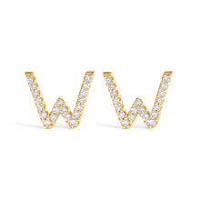 Load image into Gallery viewer, 10K White Gold 1/10 Cttw Diamond Initial â€œAâ€ Stud Earring
