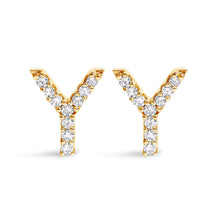 Load image into Gallery viewer, 10K White Gold 1/10 Cttw Diamond Initial â€œAâ€ Stud Earring
