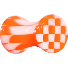 Load image into Gallery viewer, 6G Orange and White Checkerboard Acrylic Saddle Plug
