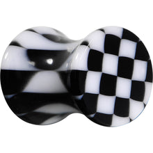Load image into Gallery viewer, 2G Black and White Checkerboard Acrylic Saddle Plug
