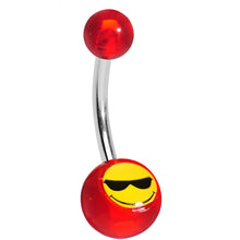 Load image into Gallery viewer, Red Acrylic Sunglasses Smiley Belly Ring
