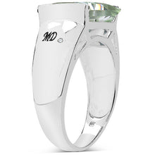 Load image into Gallery viewer, 5.71 Carat Genuine Green Amethyst &amp; White Diamond .925 Sterling Silver Ring

