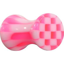 Load image into Gallery viewer, 6G Pink and White Checkerboard Acrylic Saddle Plug
