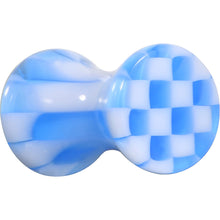 Load image into Gallery viewer, 6G Blue and White Checkerboard Acrylic Saddle Plug
