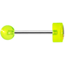 Load image into Gallery viewer, 14G Green Neon Acrylic American Flag Straight Barbell Tongue Ring
