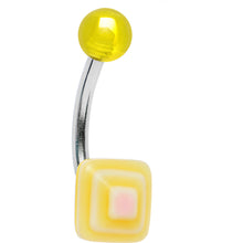 Load image into Gallery viewer, Yellow Neon and Pink Squares J Barbell Belly Ring
