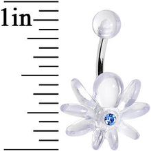 Load image into Gallery viewer, Aqua Gem Clear Downward Spider J-Bar Belly Ring

