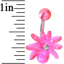 Load image into Gallery viewer, Clear Gem Pink Upward Spider J-Bar Belly Ring
