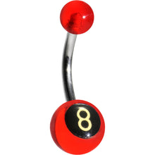 Load image into Gallery viewer, Red Acrylic Behind the 8 Ball Belly Ring
