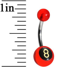Load image into Gallery viewer, Red Acrylic Behind the 8 Ball Belly Ring
