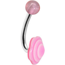 Load image into Gallery viewer, Pale Pink Swirled Flower Belly Ring
