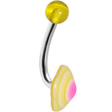 Load image into Gallery viewer, Pale Yellow and Pink Swirled Flower Belly Ring

