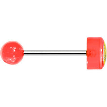 Load image into Gallery viewer, 14G 5/8 Red Acrylic Giving the Middle Finger Tongue Ring
