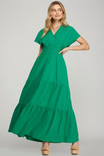 Load image into Gallery viewer, Surplice Short Sleeve Tiered Maxi Dress With Pockets For Women – Fluttering, Elegant and Versatile Maxi Dress with Surplice Neckline and Pockets
