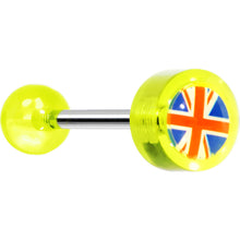 Load image into Gallery viewer, 14G 5/8 Neon Green UK British Flag Tongue Ring

