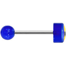 Load image into Gallery viewer, 14G 5/8 Blue Acrylic Smiley Sunglasses Tongue Ring
