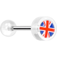 Load image into Gallery viewer, 14G 5/8 Clear Acrylic UK British Flag Tongue Ring
