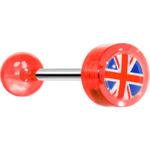 Load image into Gallery viewer, 14G 5/8 Red Acrylic UK British Flag Tongue Ring
