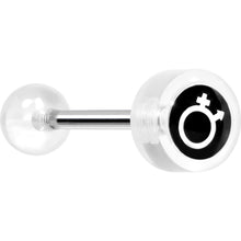 Load image into Gallery viewer, 14G 5/8 Clear Intertwined Male Female Symbol Tongue Ring
