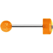 Load image into Gallery viewer, 14G 5/8 Orange Acrylic Smiley Sunglasses Tongue Ring
