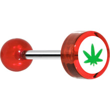 Load image into Gallery viewer, 14G 5/8 Clear Red Acrylic Pot Leaf Tongue Ring
