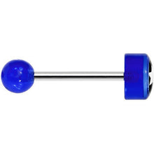 Load image into Gallery viewer, 14G 5/8 Blue Acrylic Black and White Star Tongue Ring
