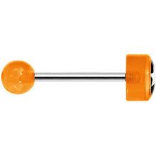 Load image into Gallery viewer, 14G 5/8 Orange Acrylic Black and White Star Tongue Ring
