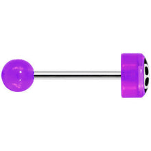 Load image into Gallery viewer, 14G 5/8 Purple Acrylic Behind the 8 Ball Tongue Ring
