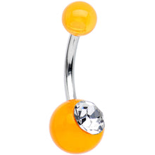 Load image into Gallery viewer, Clear Gem Orange Acrylic Single Sparkle Belly Ring
