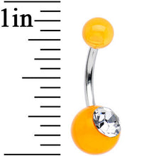 Load image into Gallery viewer, Clear Gem Orange Acrylic Single Sparkle Belly Ring

