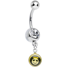 Load image into Gallery viewer, Clear Gem Yellow and Cool Angel Smiley Face Charm Dangle Belly Ring
