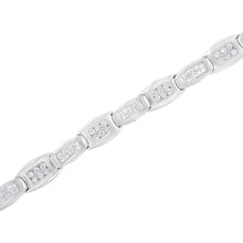 Load image into Gallery viewer, 14K White Gold 2-1/2 Cttw Round-Brilliant &amp; Baguette Cut Diamond 7" Alternating Flared Links Tennis Bracelet (H-I Color, SI1-SI2 Clarity)
